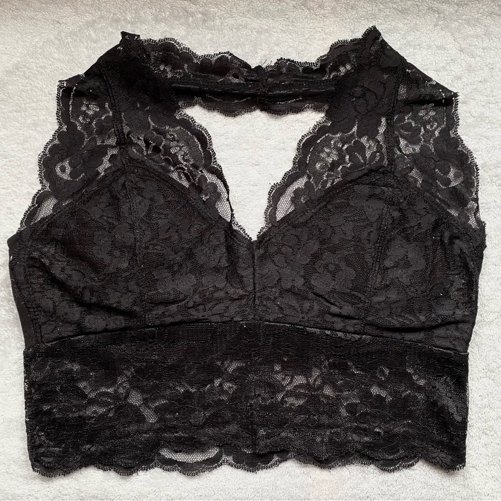 Black lace halter top bandeau